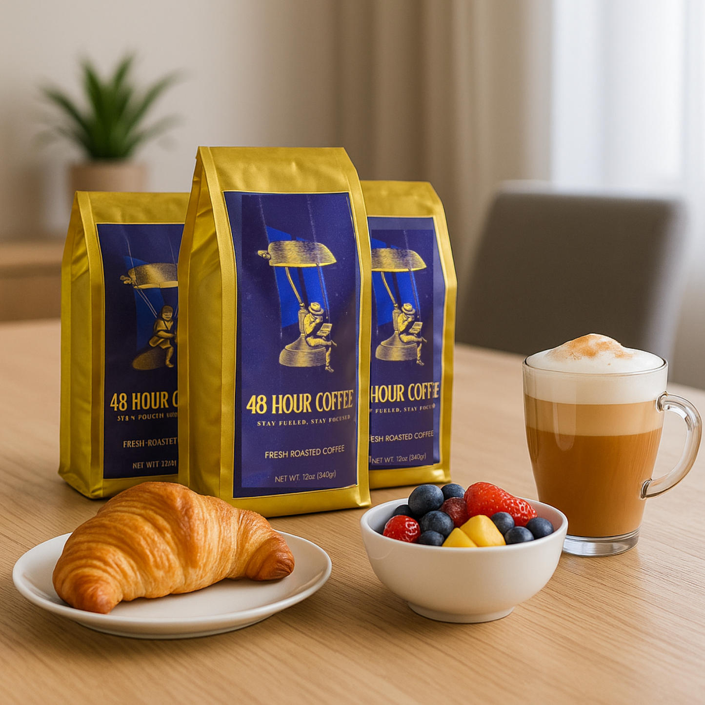 48Hour Coffee (Ground) — 3 Bag Bundle + FREE Frother